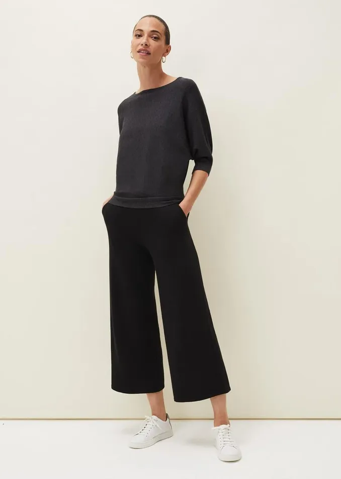 Phase Eight Knitwear Cristine Batwing Fine Knit Jumper Charcoal 8211 Women