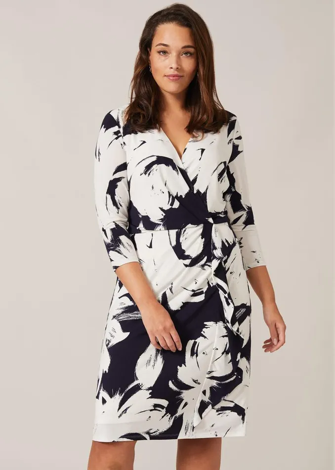 Phase Eight Knitwear Drina Printed Dress Navyivory 8211 Women