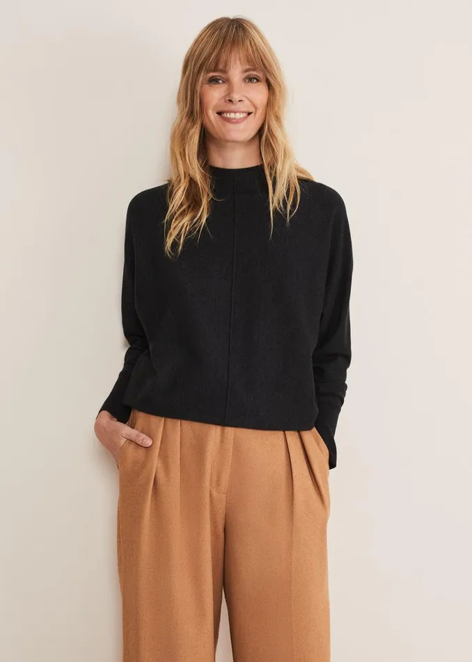 Phase Eight Knitwear Indigo Button Cuff Easy Knit Charcoal 8211 Women