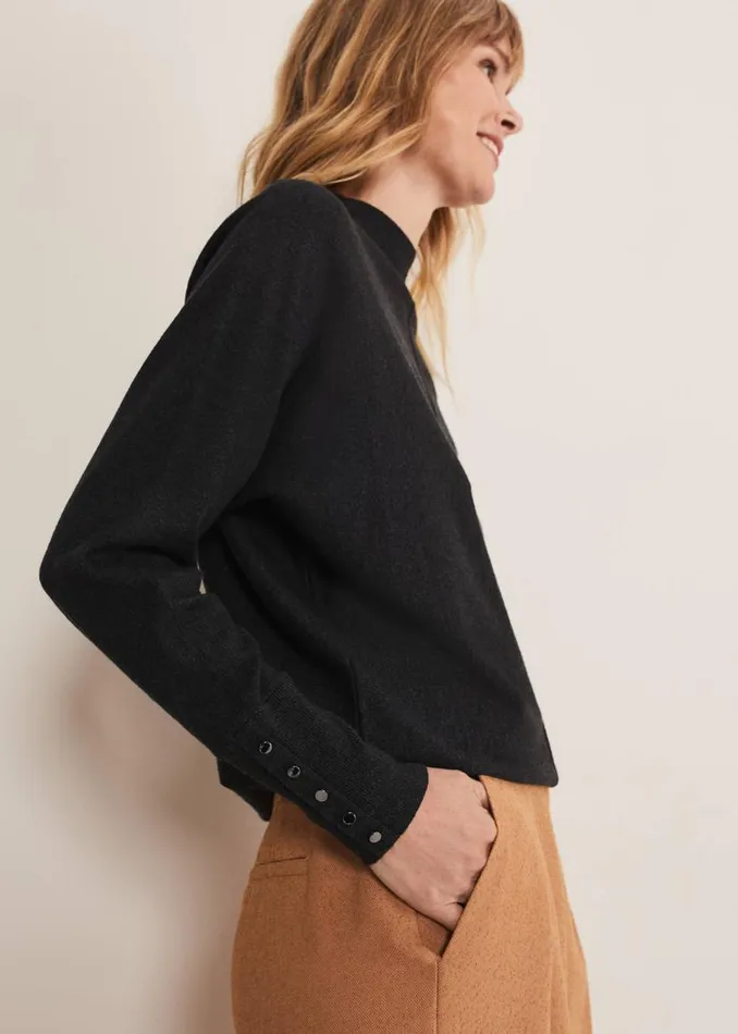 Phase Eight Knitwear Indigo Button Cuff Easy Knit Charcoal 8211 Women
