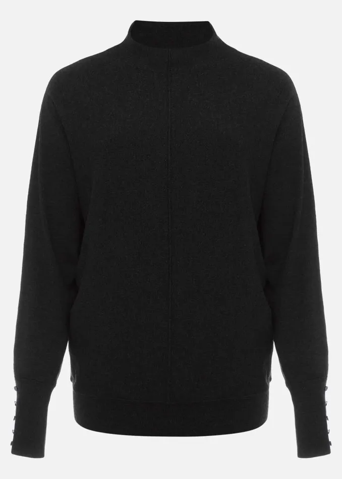 Phase Eight Knitwear Indigo Button Cuff Easy Knit Charcoal 8211 Women