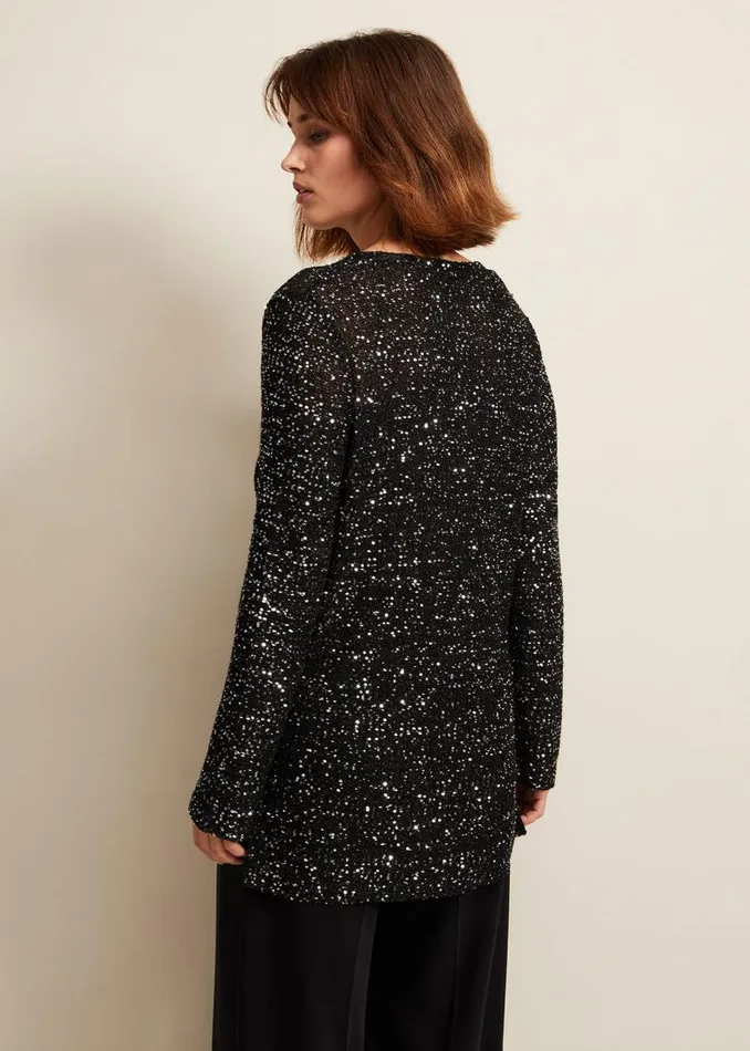Phase Eight Knitwear Juanna Sequin Knitted Top Black 8211 Women