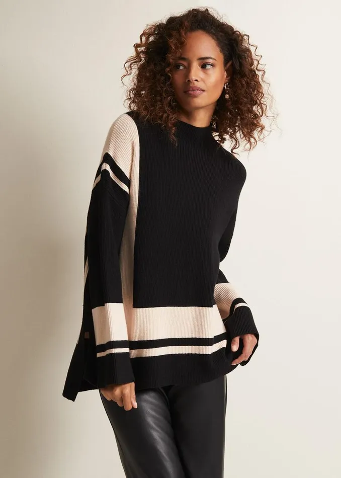 Phase Eight Knitwear Kayleigh Striped Chunky Knit Jumper Blackputty 8211 Women Phase Eight Knitwear Kayleigh Striped Chunky Knit Jumper Blackputty 8211 Women