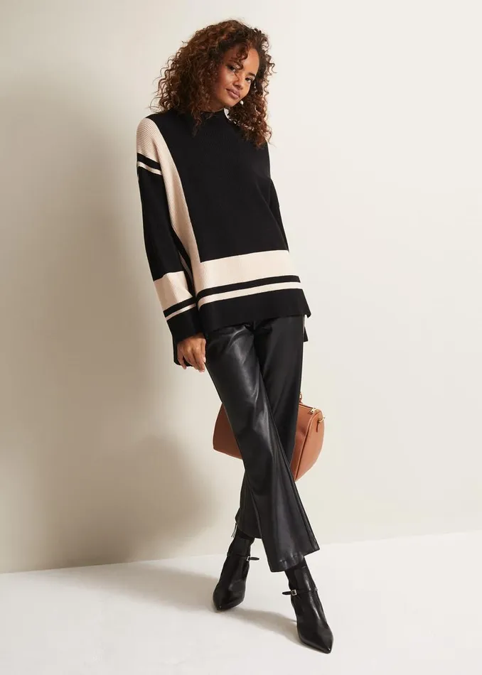 Phase Eight Knitwear Kayleigh Striped Chunky Knit Jumper Blackputty 8211 Women Phase Eight Knitwear Kayleigh Striped Chunky Knit Jumper Blackputty 8211 Women