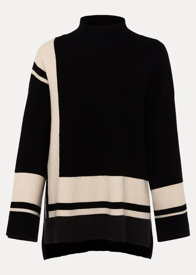 Phase Eight Knitwear Kayleigh Striped Chunky Knit Jumper Blackputty 8211 Women Phase Eight Knitwear Kayleigh Striped Chunky Knit Jumper Blackputty 8211 Women