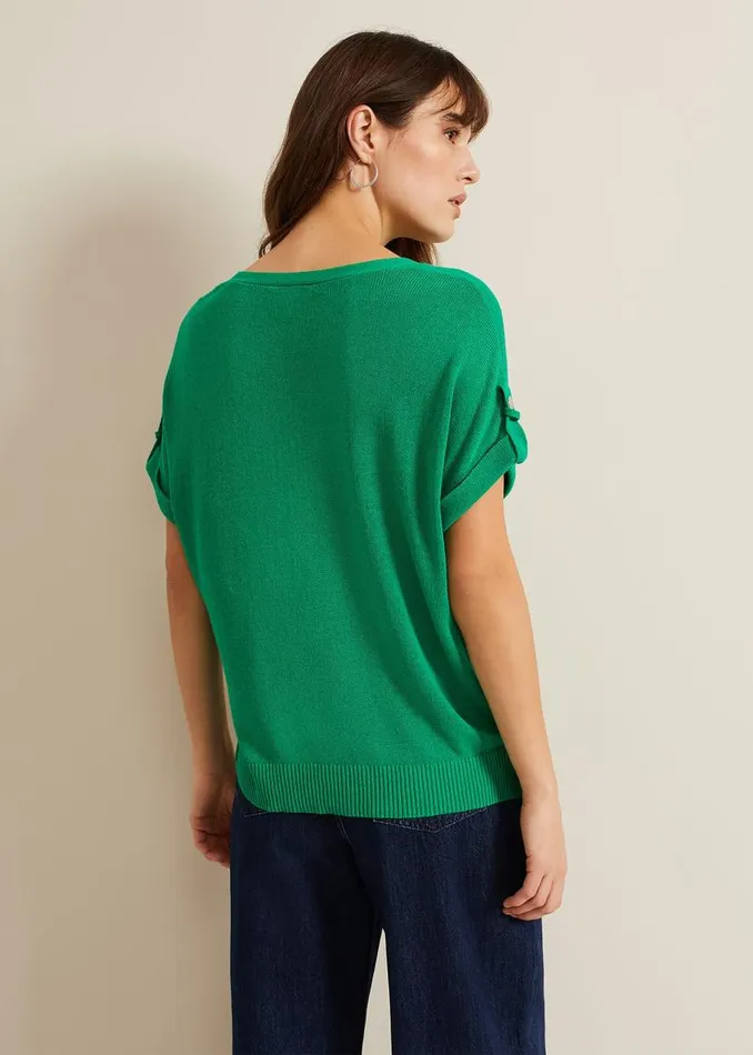 Phase Eight Knitwear Laura Linen Metal Button Tab Top Green 8211 Women