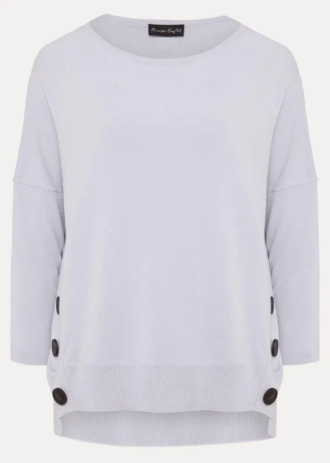 Phase Eight Knitwear Linda Button Trim Knit Pale Blue 8211 Women