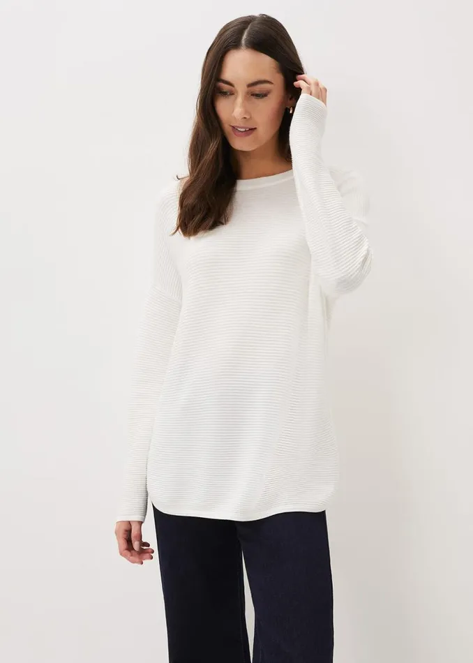 Phase Eight Knitwear Lisha Ribbed Knit Jumper Ivory 8211 Women