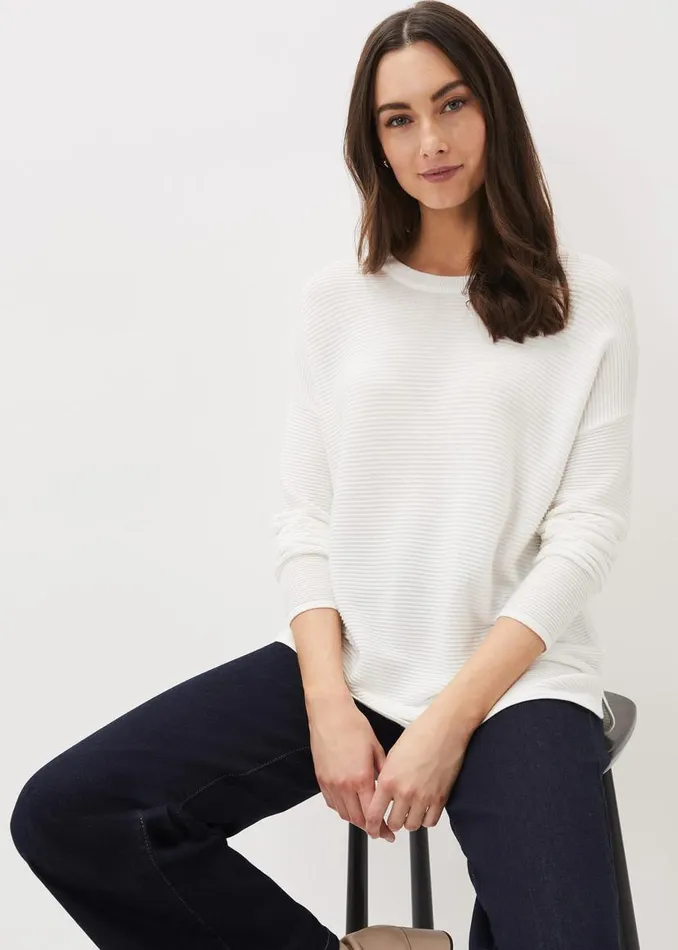 Phase Eight Knitwear Lisha Ribbed Knit Jumper Ivory 8211 Women