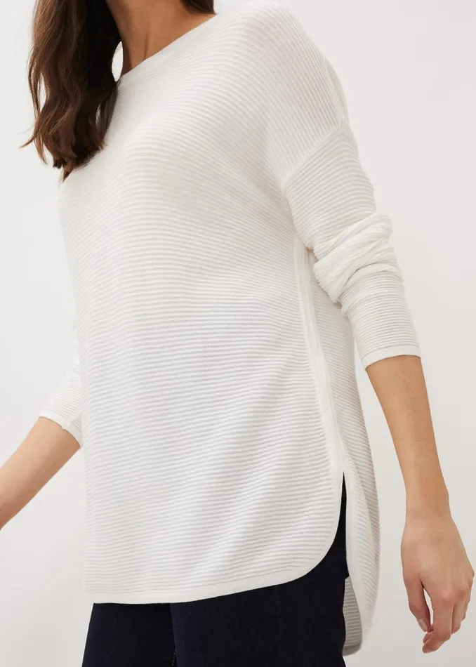 Phase Eight Knitwear Lisha Ribbed Knit Jumper Ivory 8211 Women