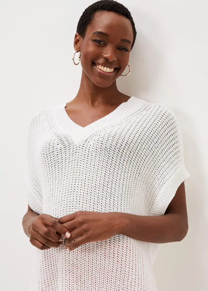Phase Eight Knitwear Lizzia VNeck Stitch Knit White 8211 Women