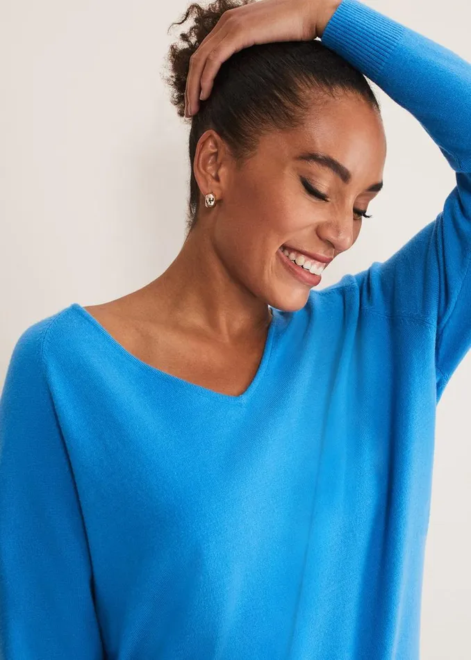 Phase Eight Knitwear Senita V Neck Knit Jumper Pop Blue 8211 Women