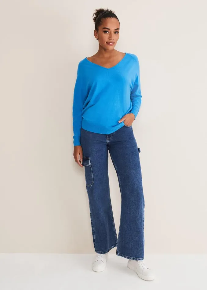 Phase Eight Knitwear Senita V Neck Knit Jumper Pop Blue 8211 Women