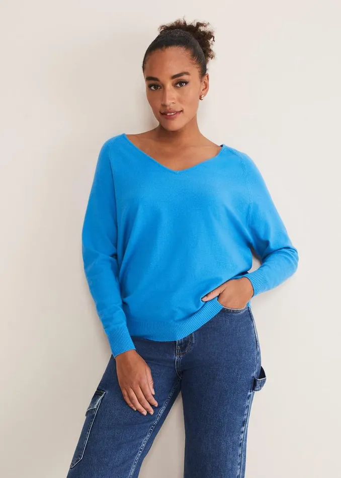 Phase Eight Knitwear Senita V Neck Knit Jumper Pop Blue 8211 Women