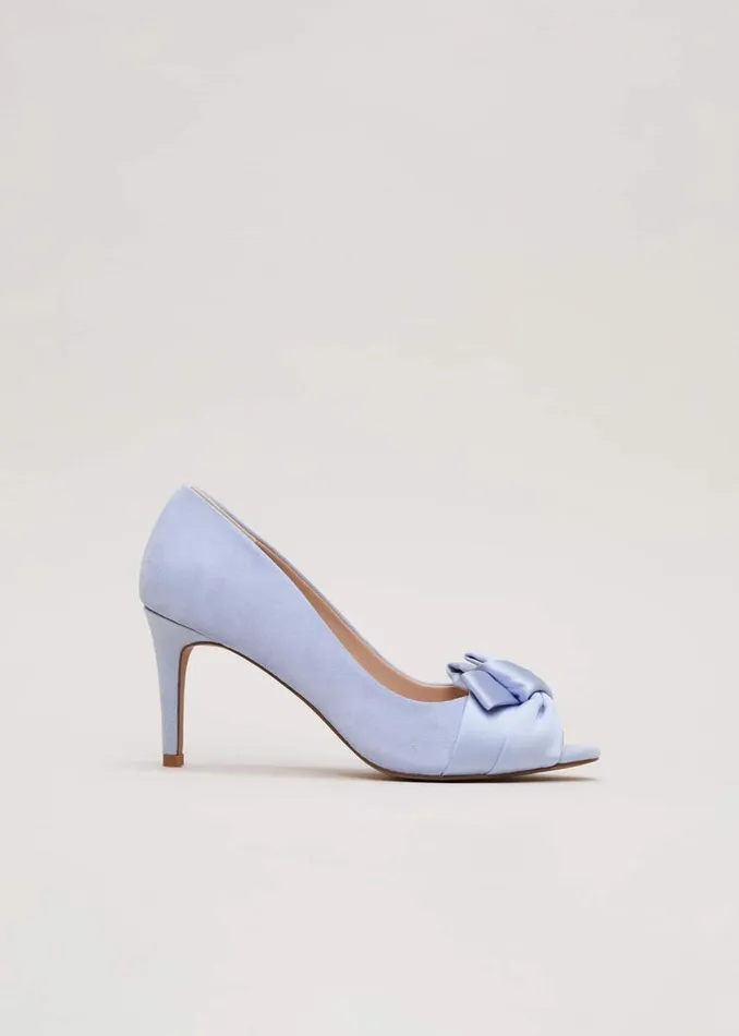 Phase Eight Occasion Shoes Satin Twist Peeptoe Shoes Pale Blue 8211 Women