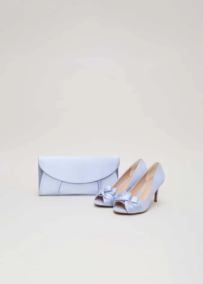 Phase Eight Occasion Shoes Satin Twist Peeptoe Shoes Pale Blue 8211 Women