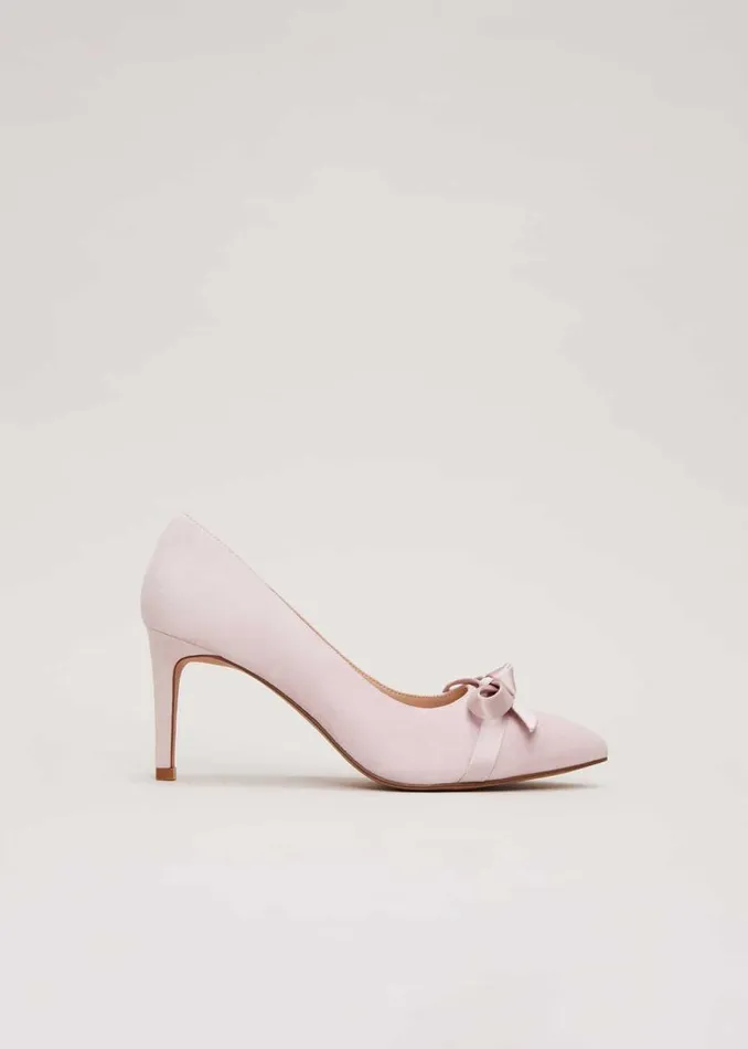 Phase Eight Occasion Shoes Suede Bow Front Court Shoe Pale Pink 8211 Women