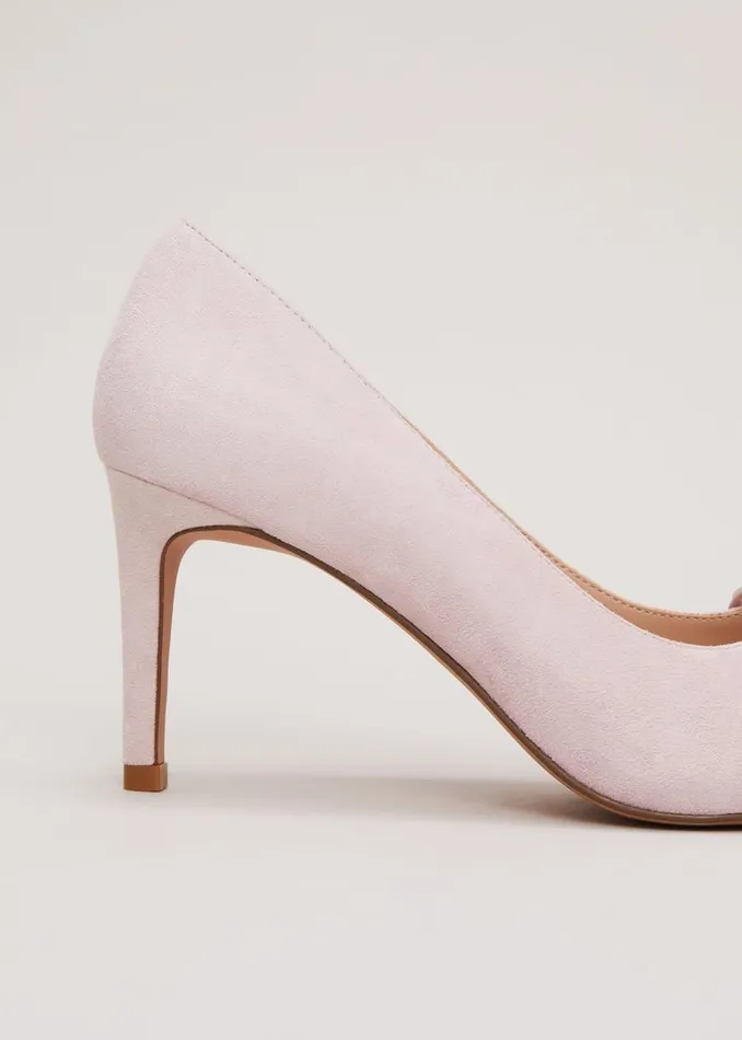 Phase Eight Occasion Shoes Suede Bow Front Court Shoe Pale Pink 8211 Women