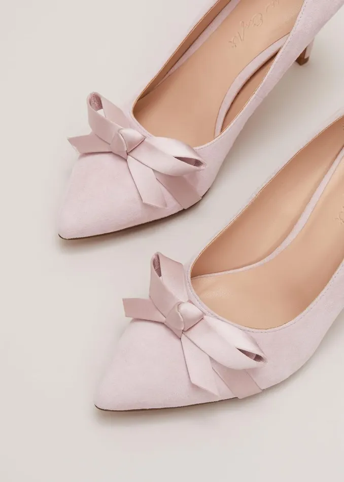 Phase Eight Occasion Shoes Suede Bow Front Court Shoe Pale Pink 8211 Women