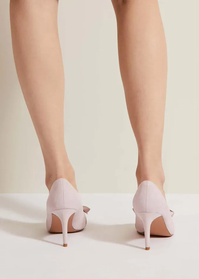 Phase Eight Occasion Shoes Suede Bow Front Court Shoe Pale Pink 8211 Women