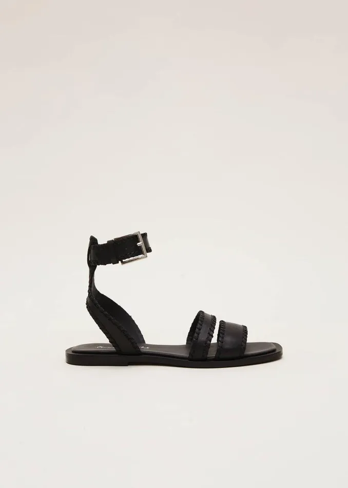 Phase Eight Sandals Black Leather Flat Sandals Black 8211 Women