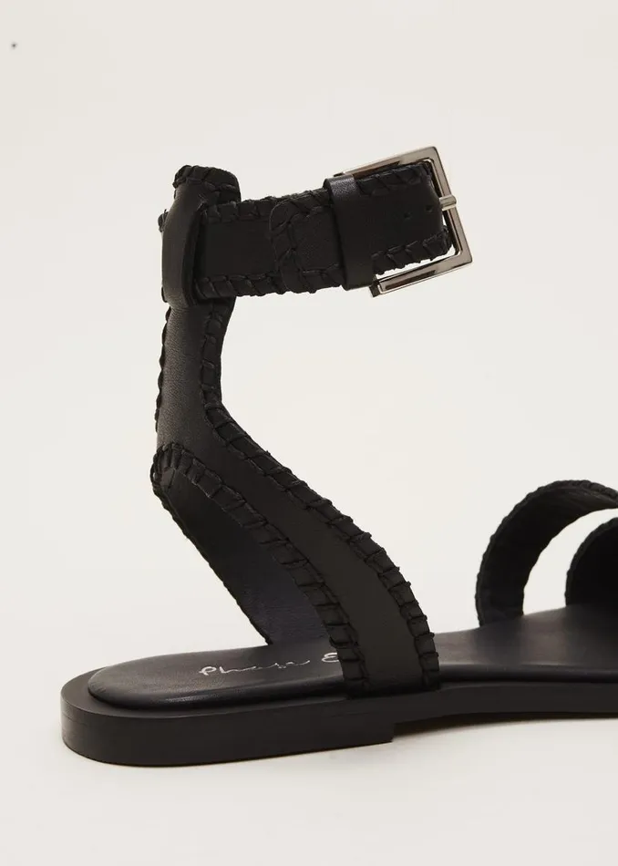 Phase Eight Sandals Black Leather Flat Sandals Black 8211 Women