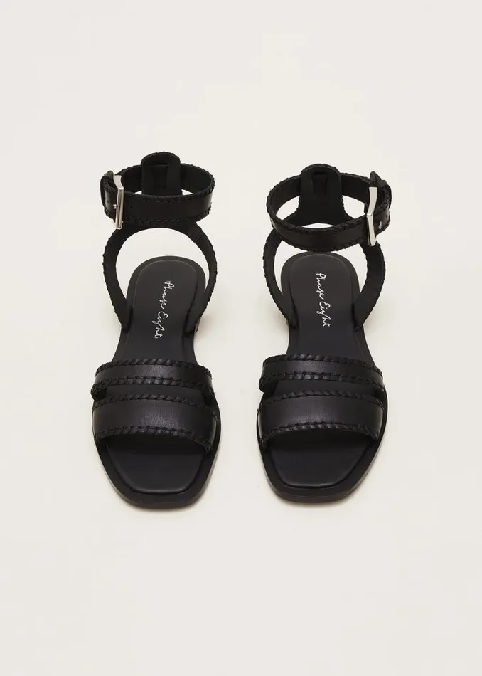 Phase Eight Sandals Black Leather Flat Sandals Black 8211 Women