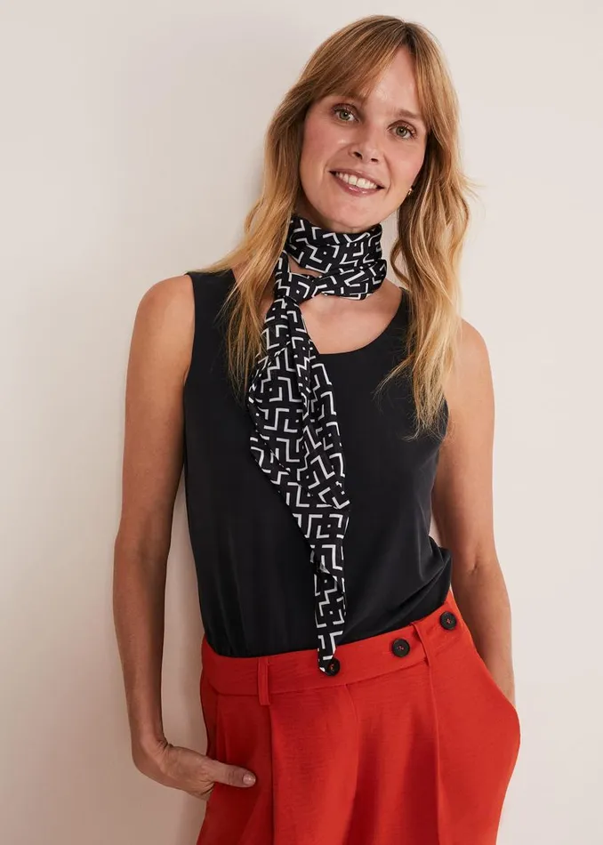 Phase Eight Scarves Mono Geo Lightweight Scarf Blackwhite 8211 Women