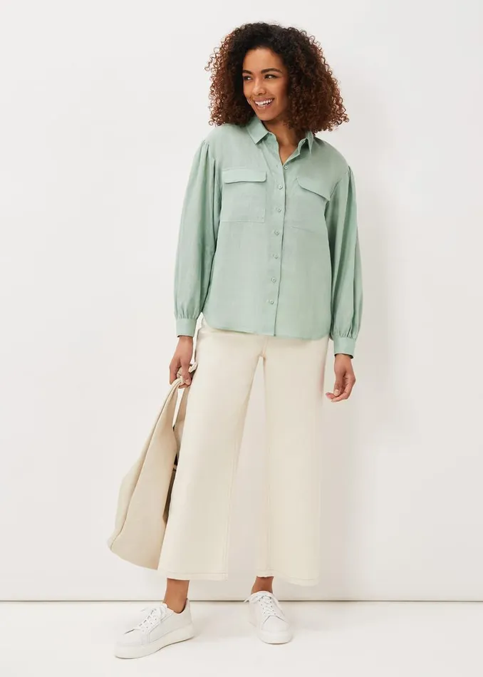 Phase Eight Shirts and Blouses Brigita Linen Shirt Sage Green 8211 Women