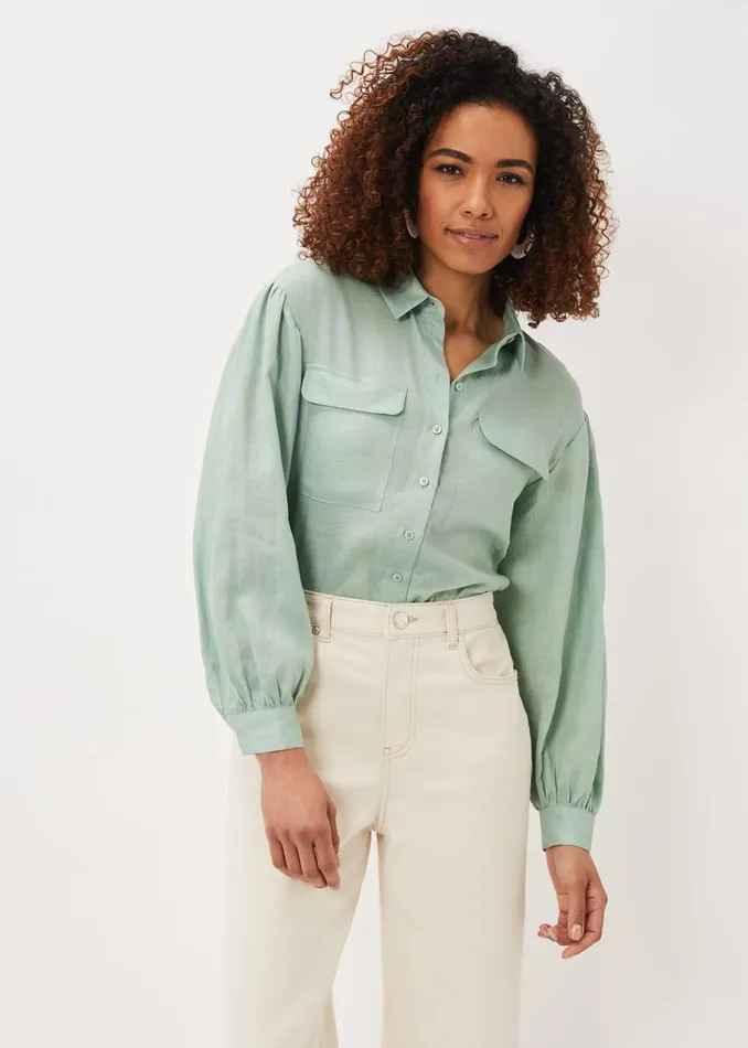 Phase Eight Shirts and Blouses Brigita Linen Shirt Sage Green 8211 Women