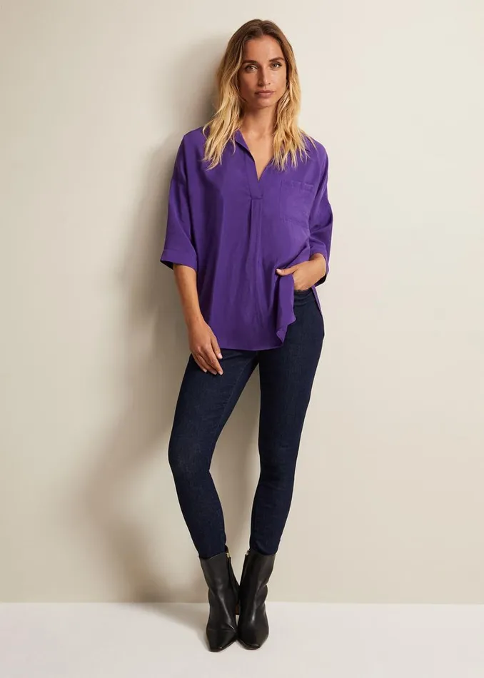 Phase Eight Shirts and Blouses Cynthia Longline Shirt Purple 8211 Women