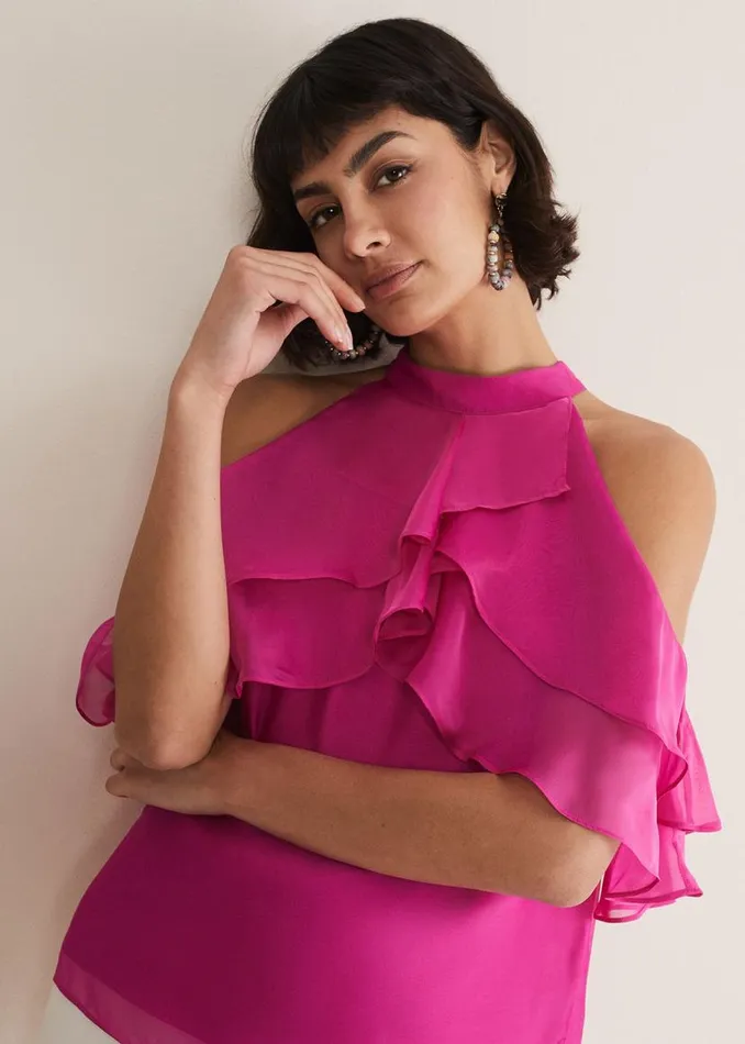 Phase Eight Shirts and Blouses Heather Ruffle Top Fuschia 8211 Women