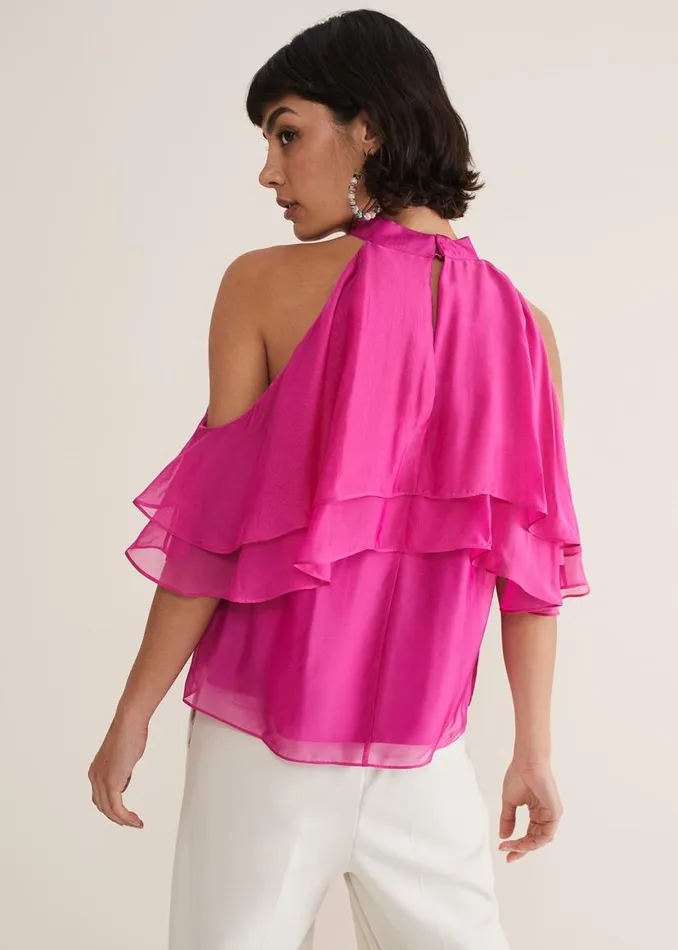 Phase Eight Shirts and Blouses Heather Ruffle Top Fuschia 8211 Women