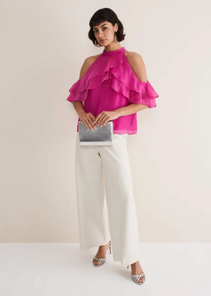 Phase Eight Shirts and Blouses Heather Ruffle Top Fuschia 8211 Women