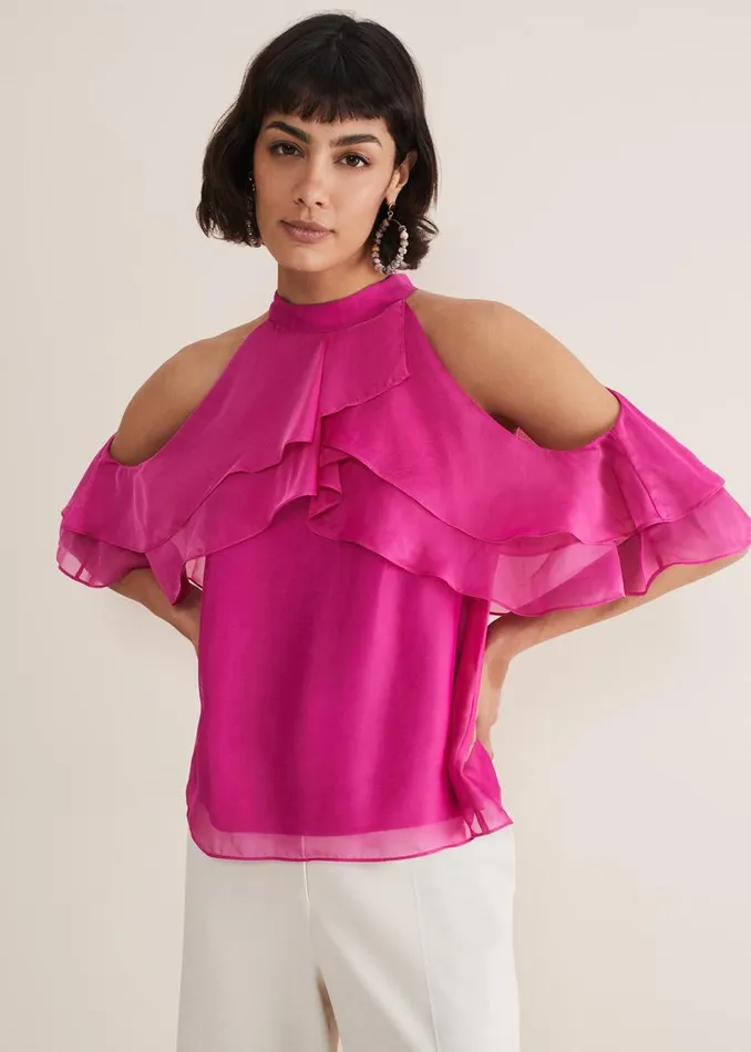 Phase Eight Shirts and Blouses Heather Ruffle Top Fuschia 8211 Women