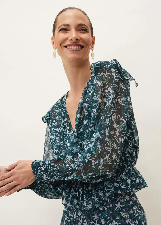 Phase Eight Shirts and Blouses Lola Floral Blouse Petrol 8211 Women