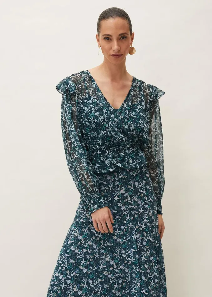 Phase Eight Shirts and Blouses Lola Floral Blouse Petrol 8211 Women