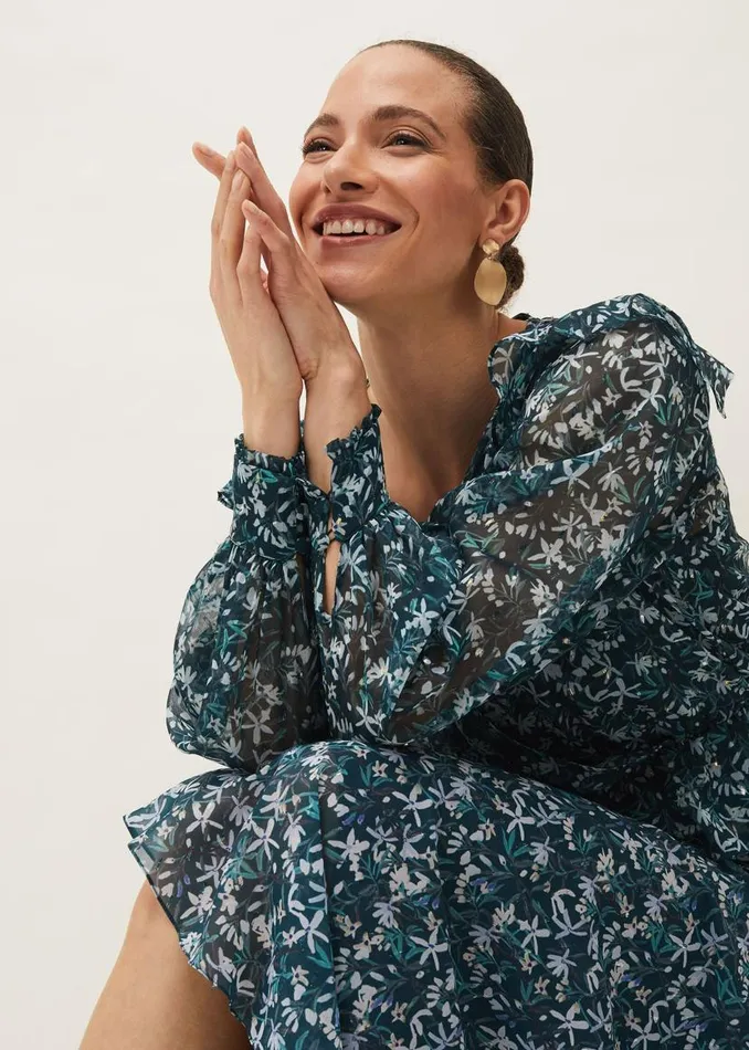 Phase Eight Shirts and Blouses Lola Floral Blouse Petrol 8211 Women