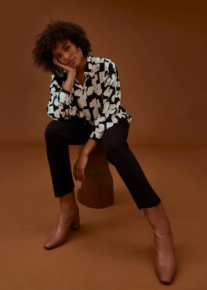 Phase Eight Shirts and Blouses Luana Geo Print Blouse Blackcream 8211 Women