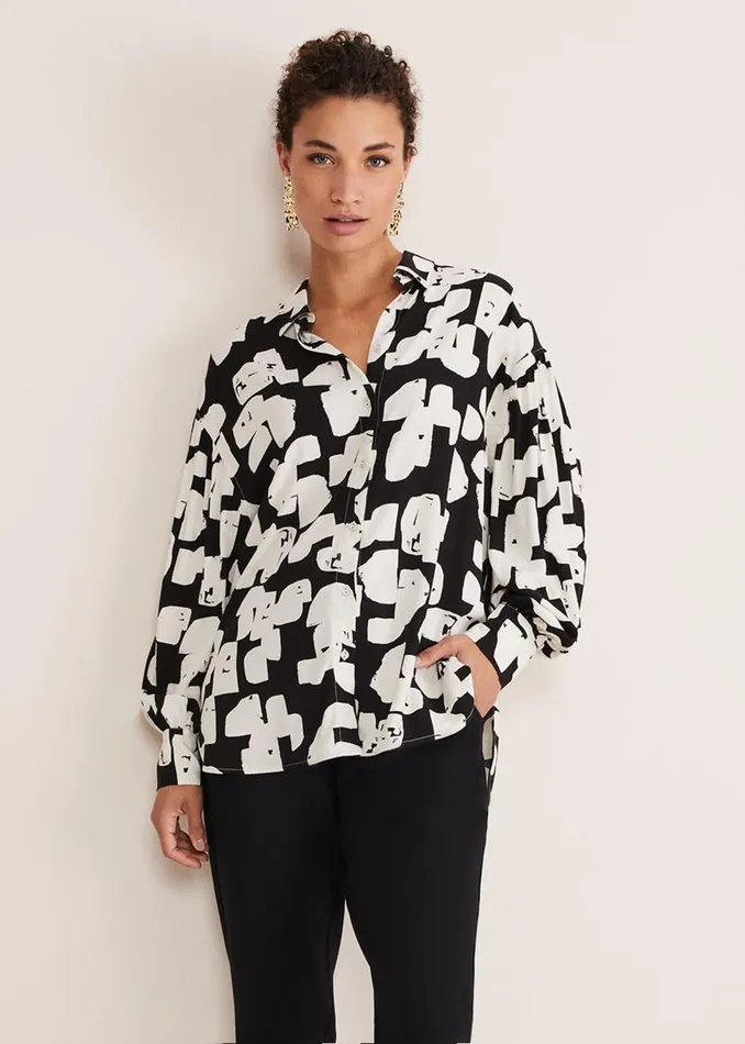 Phase Eight Shirts and Blouses Luana Geo Print Blouse Blackcream 8211 Women