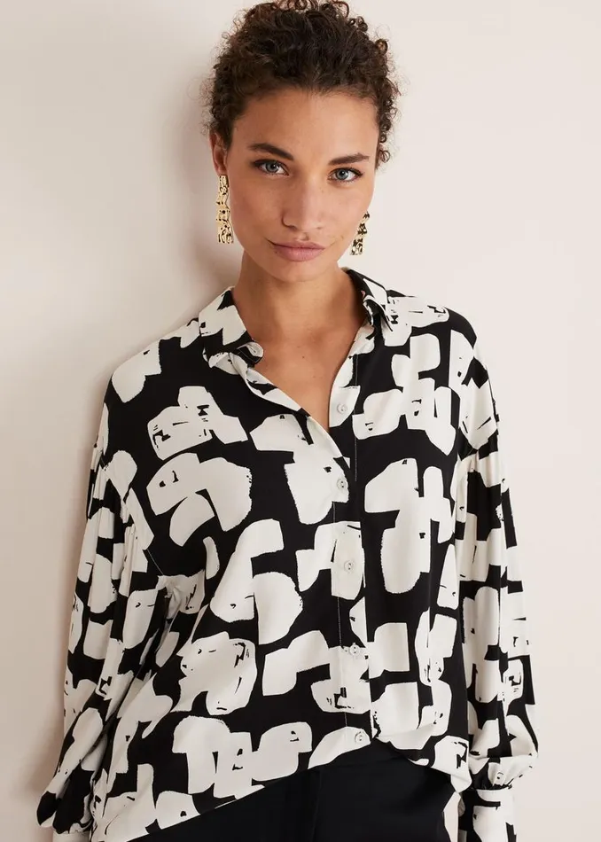 Phase Eight Shirts and Blouses Luana Geo Print Blouse Blackcream 8211 Women