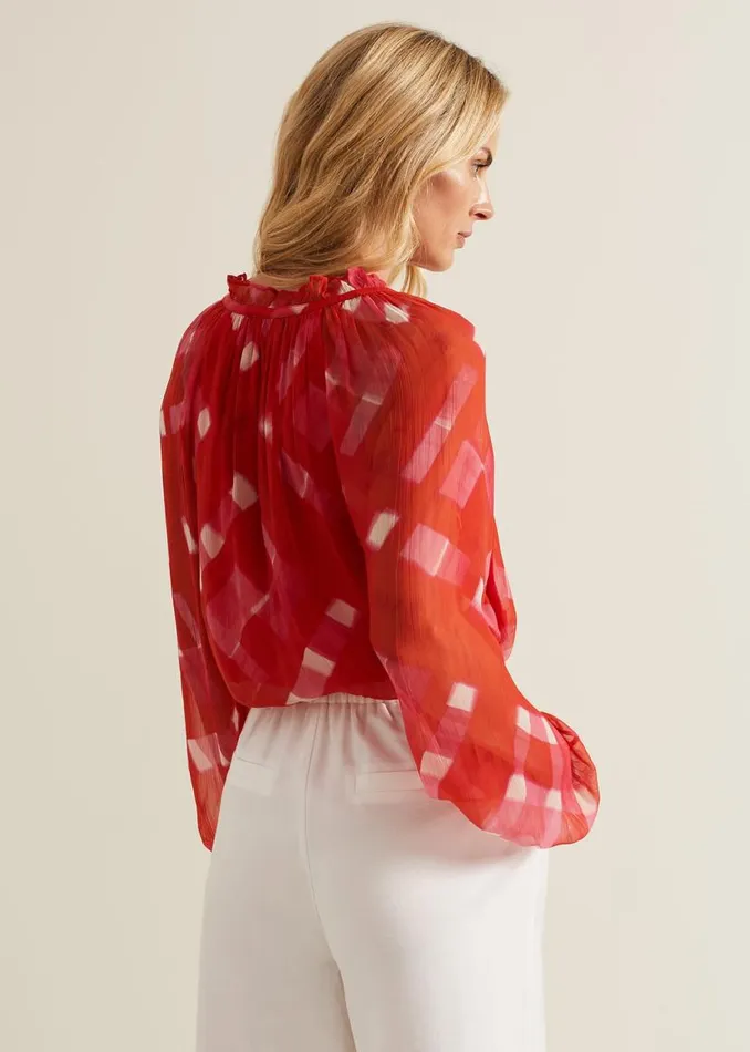 Phase Eight Shirts and Blouses Megan Check Print Blouse Red 8211 Women