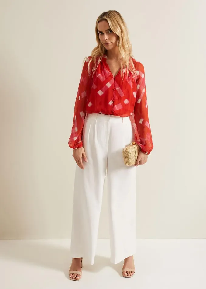 Phase Eight Shirts and Blouses Megan Check Print Blouse Red 8211 Women