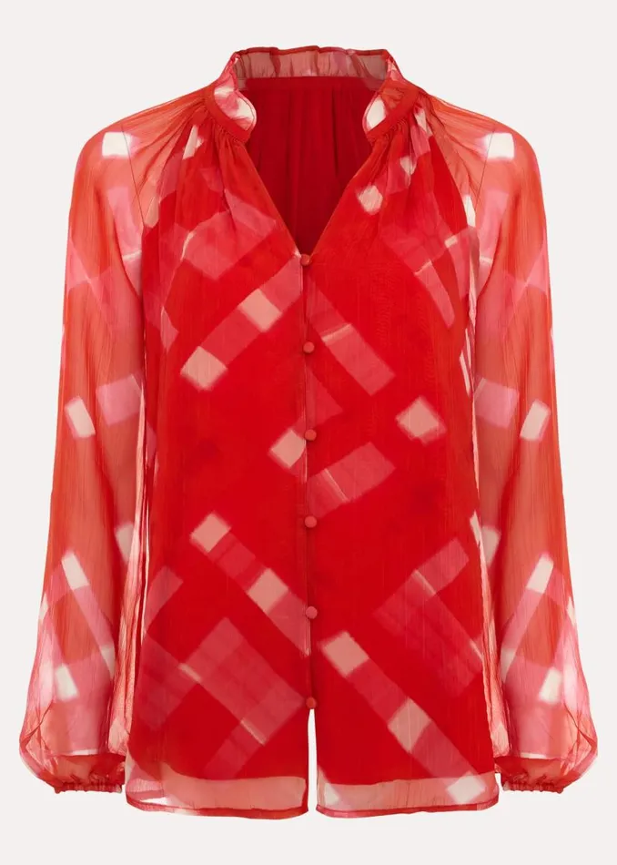 Phase Eight Shirts and Blouses Megan Check Print Blouse Red 8211 Women