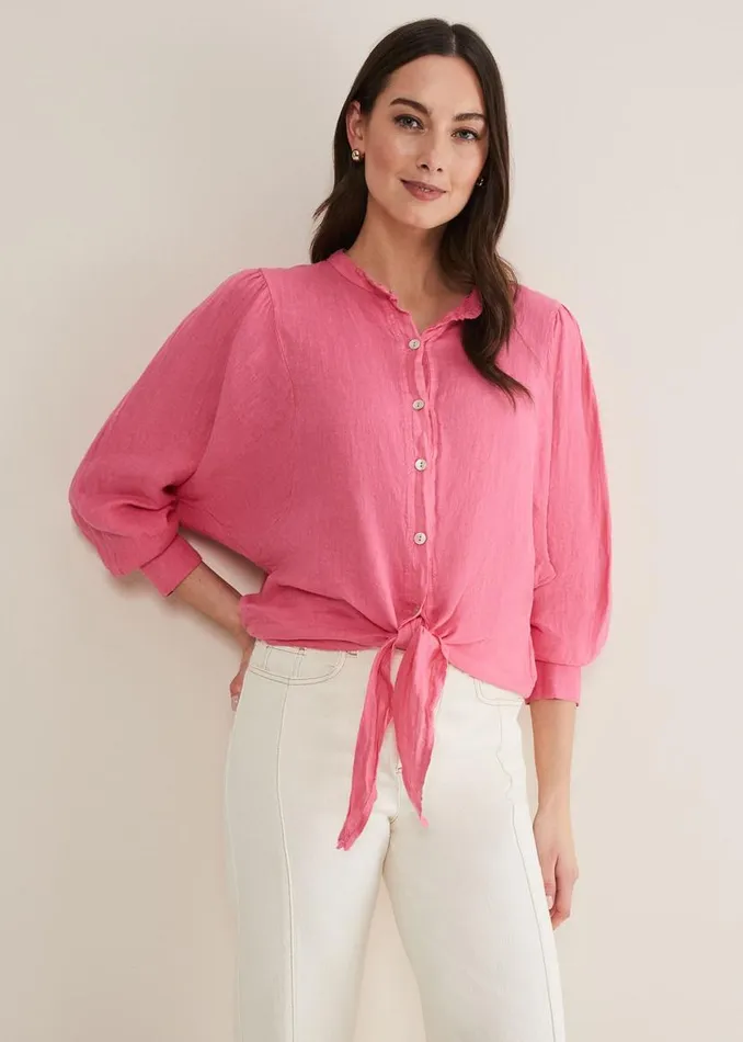 Phase Eight Shirts and Blouses Raelynn Tie Front Linen Blouse Pink 8211 Women Phase Eight Shirts and Blouses Raelynn Tie Front Linen Blouse Pink 8211 Women