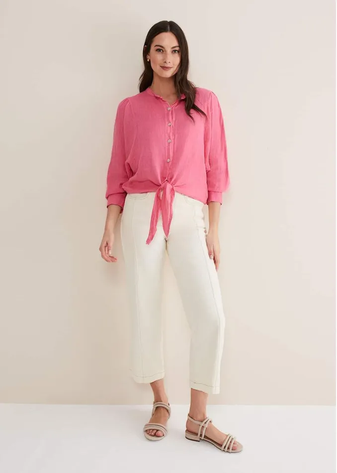 Phase Eight Shirts and Blouses Raelynn Tie Front Linen Blouse Pink 8211 Women Phase Eight Shirts and Blouses Raelynn Tie Front Linen Blouse Pink 8211 Women