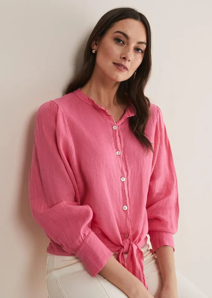 Phase Eight Shirts and Blouses Raelynn Tie Front Linen Blouse Pink 8211 Women Phase Eight Shirts and Blouses Raelynn Tie Front Linen Blouse Pink 8211 Women