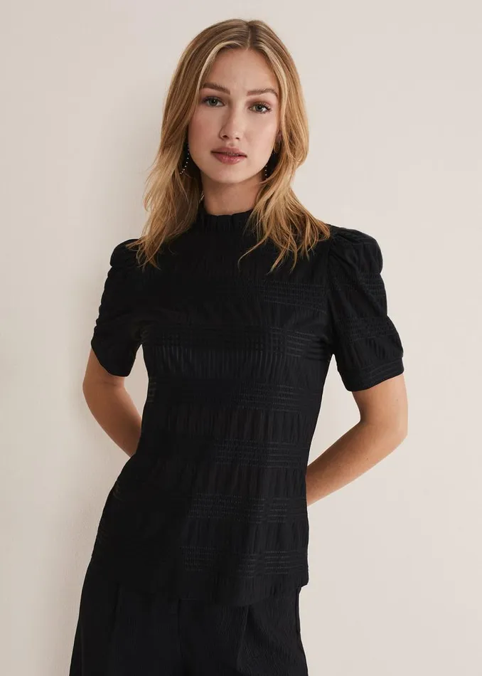 Phase Eight Shirts and Blouses Samiha Textured Top Black 8211 Women