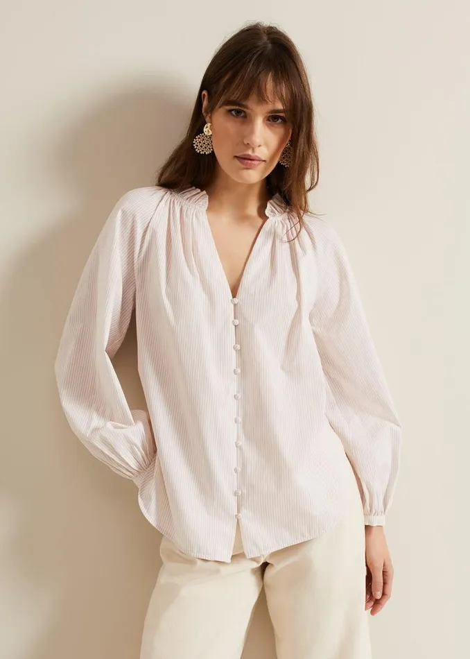 Phase Eight Shirts and Blouses Seraphina Stripe Frill Shirt Neutral 8211 Women Phase Eight Shirts and Blouses Seraphina Stripe Frill Shirt Neutral 8211 Women