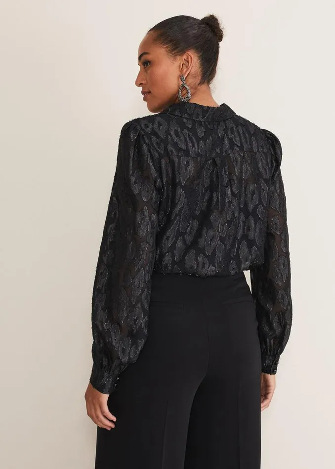 Phase Eight Shirts and Blouses Tate Leopard Jacquard Blouse Black 8211 Women Phase Eight Shirts and Blouses Tate Leopard Jacquard Blouse Black 8211 Women
